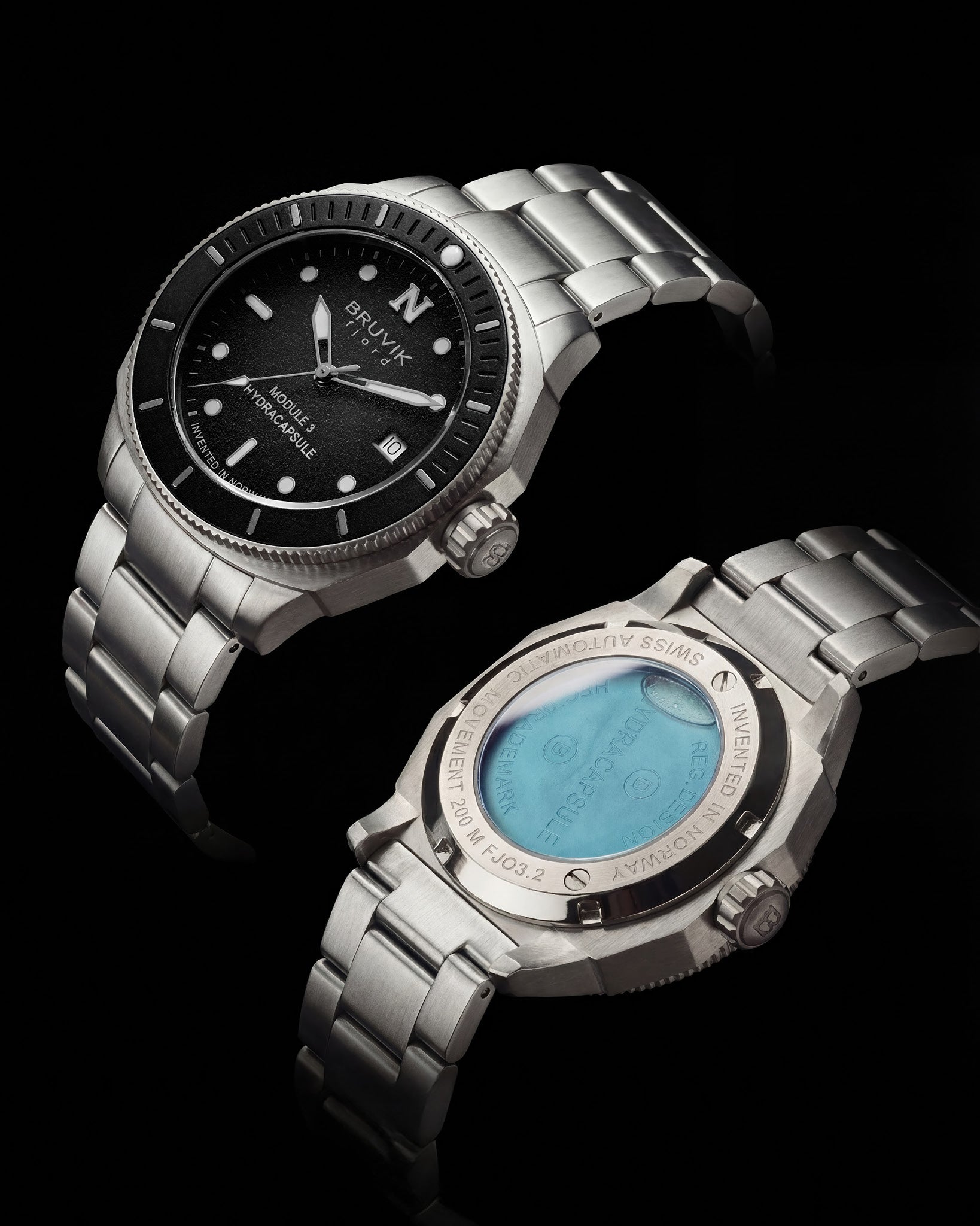Bruvik Fjord Hydracapsule® Steel Black Steel Bracelet