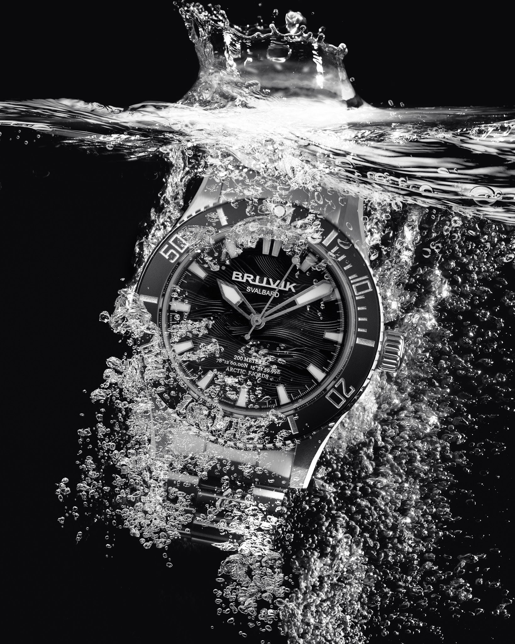 Bruvik Svalbard Arctic Fjords Wave Dial Black