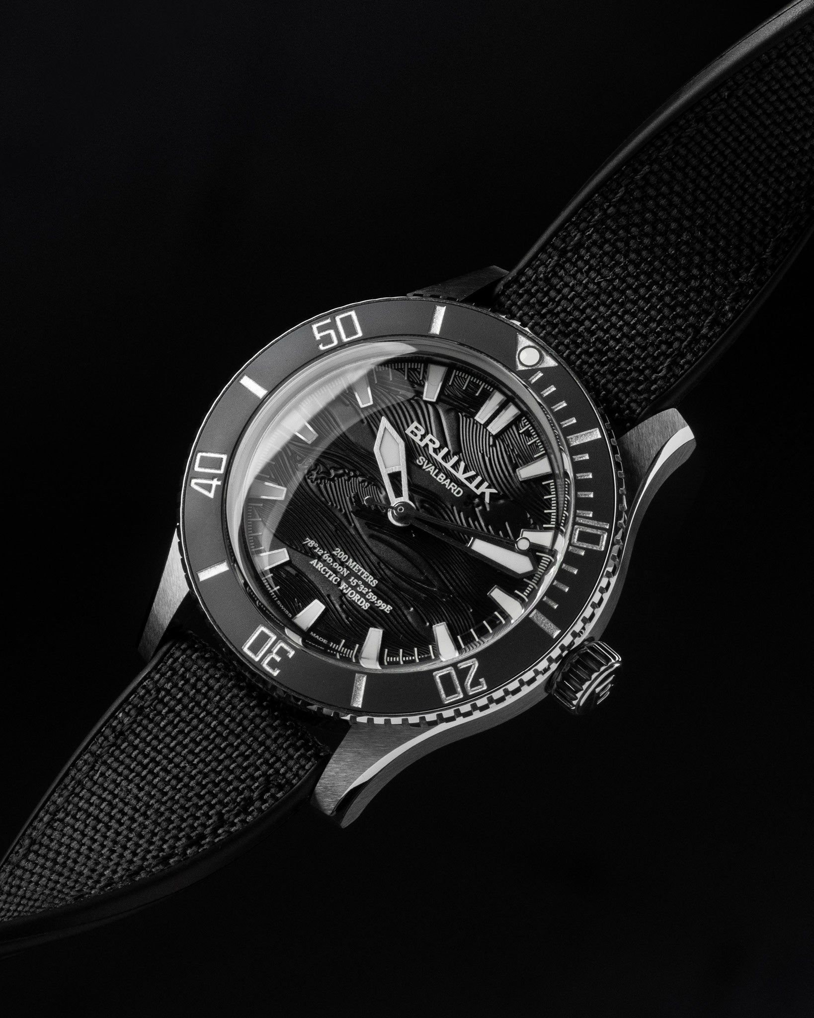 Bruvik Svalbard Arctic Fjords Wave Dial Black