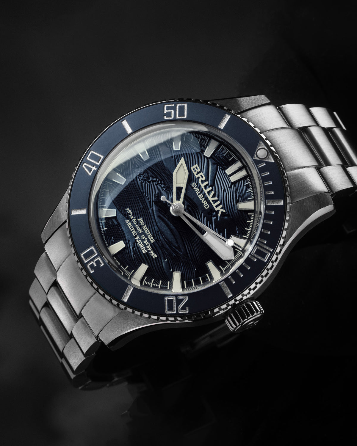 Bruvik Svalbard Arctic Fjords Wave Dial Blue – Swiss Automatic Watch