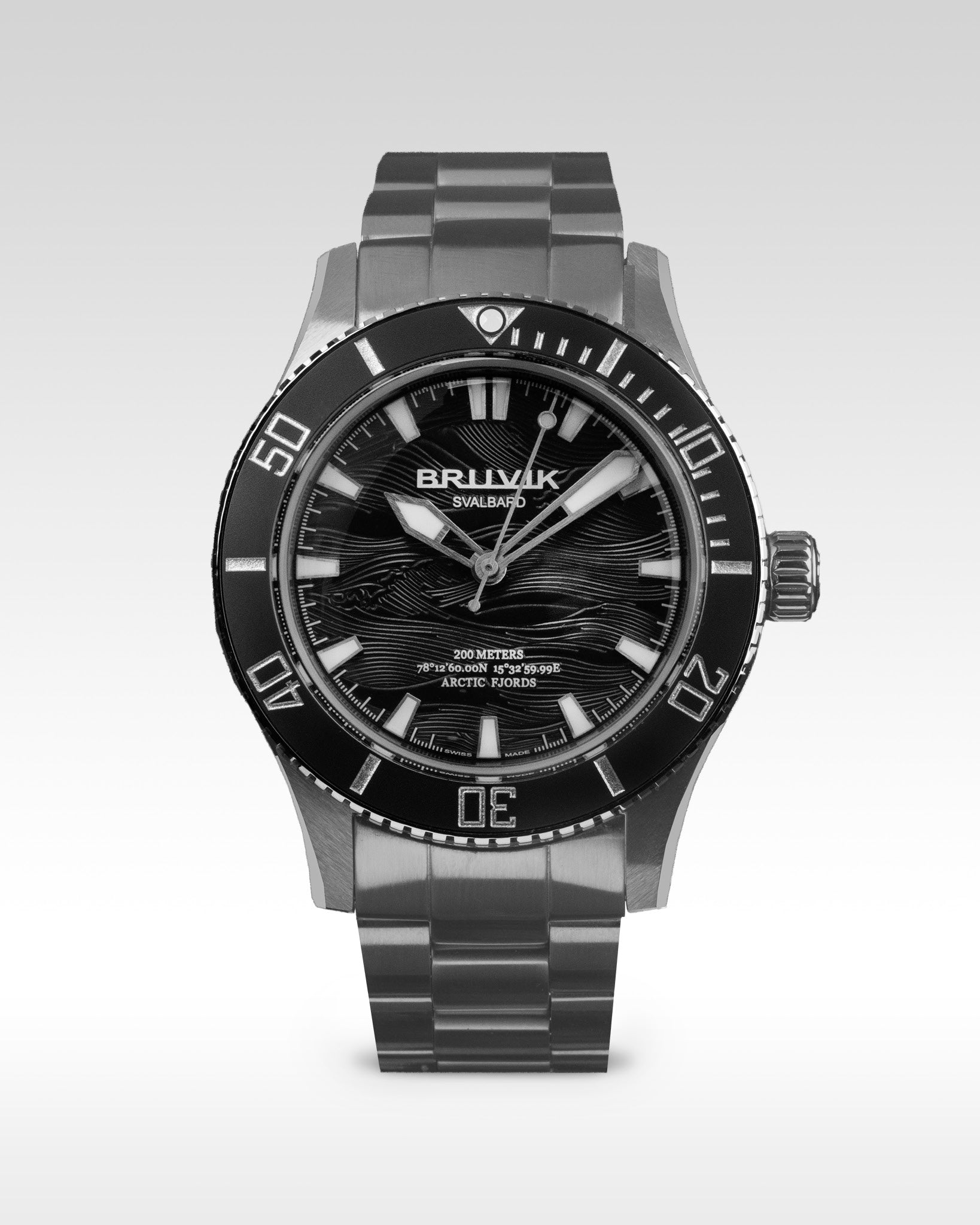 Bruvik Svalbard Arctic Fjords Wave Dial Black