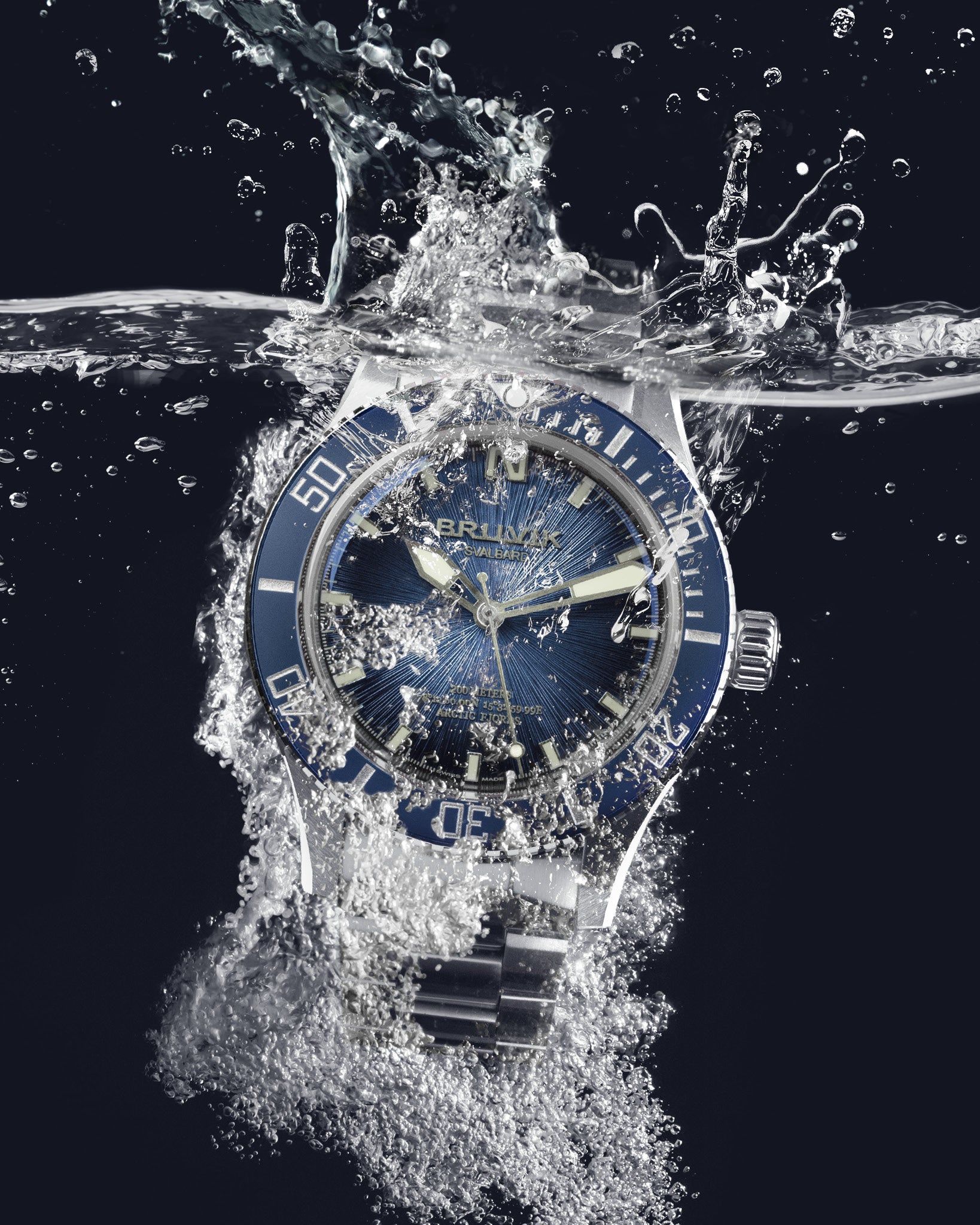 Bruvik Svalbard Arctic Fjords Stream Dial Blue